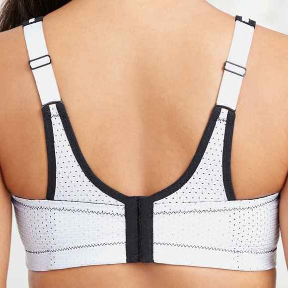 Glamorise SPORT Bra 32F (DOUBLE-LAYER) Wicking (PADDED-STRAPS) WHITE NEW - Picture 4 of 14